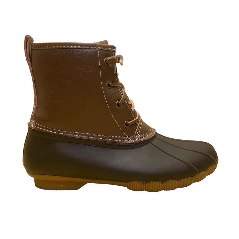 Serra Women’s Brown Leather Faux Fur-Lined Insulated Waterproof Duck Boots Sz 9